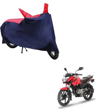 AutoRetail Dust Proof Two Wheeler Polyster Cover for Bajaj Pulsar 135 LS (Mirror Pocket, Red and Blue Color)
