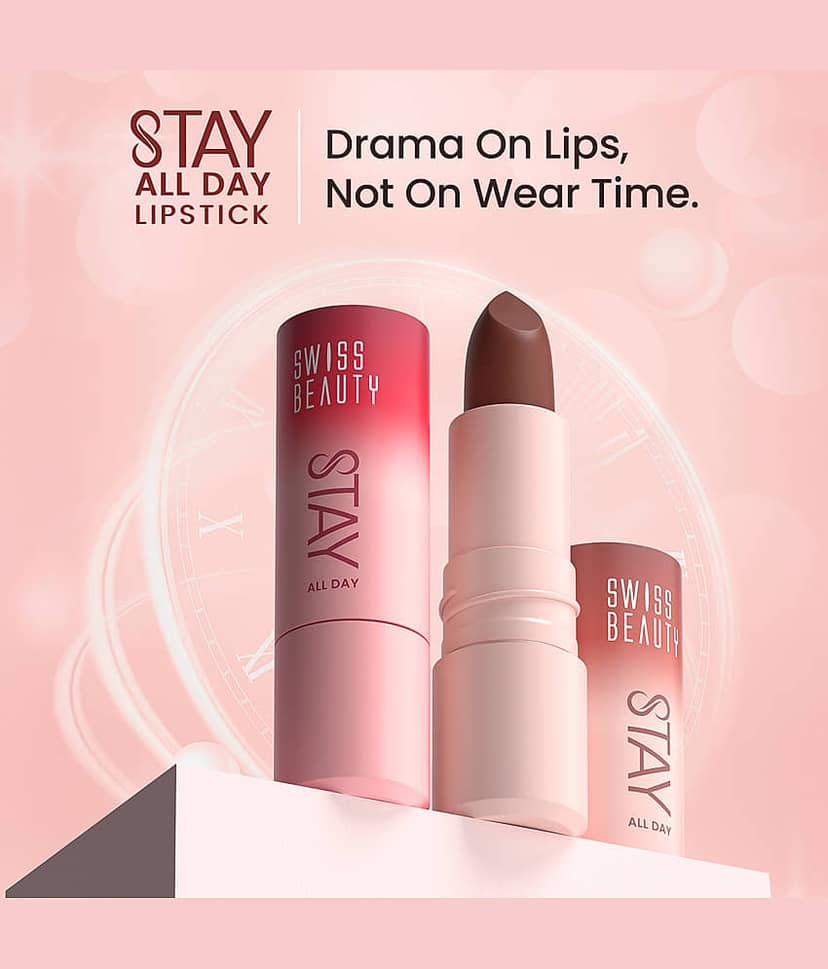 Swiss Beauty Stay All Day Lipstick , 12H Stay , Transfer-Proof , Matte Finish , 4g , Fancy view 2