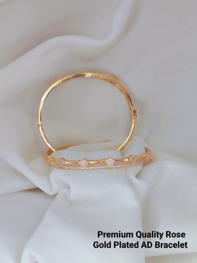 AD Rose Gold Bracelet For Girls And Women's (RK_04) & AD Stone Rose Gold Tops Earrings For girls and Women's (RK_AD.RE-1,RE-2) (COMBO PACK OF 1 PIC & 2 PAIRS) view 2