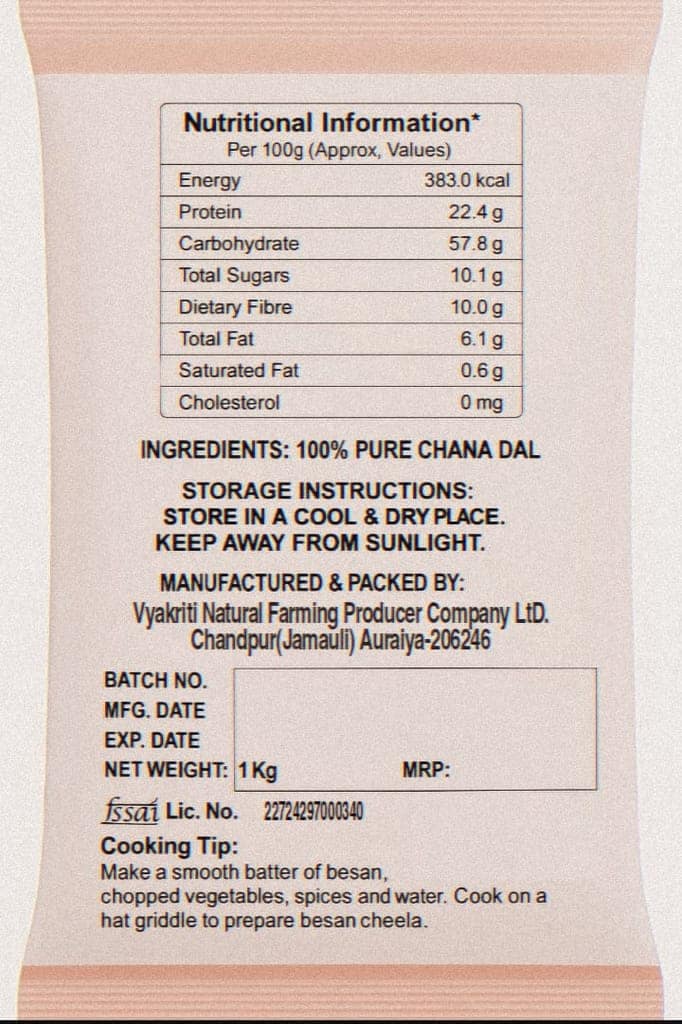 Vyakriti Natural Besan | Pure Chemical-Free Gram Flour - 1 Kg view 2