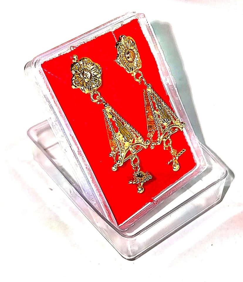 Gold Plated Traditional Indian Jhumka Earrings for Women view 3