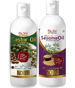The Nile Castor Oil 150 ML + Sesame Oil 200 ML Hair & Skin Care Oil 350 mL Pack of 2