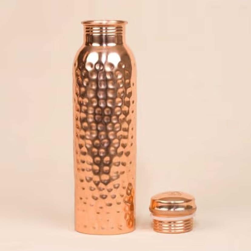 Hammered Pure Copper Water Bottle 900 ML | Ayurvedic Drinkware , Height : 10.5 Inch (BCMAS079 B) view 4