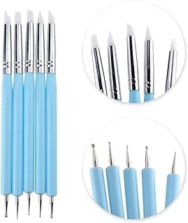 Levin 5 X 2 Way Ball Styluses Dotting Tool Silicone Color Shaper Brushes Pen for Polymer Clay Pottery Modeling Sculpture Nail Art