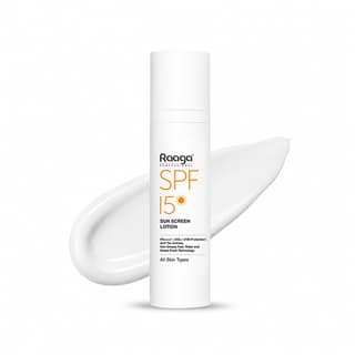 Raaga Professional SPF 15 Sunscreen Lotion For All Skin Type | PA++++, UVA + UVB Protection, Anti Tan Activities, Non-Greasy Feel, Water and Sweat Proof Technology (55 ml) Raaga Professional SPF 15 Sunscreen Lotion For All Skin Type | PA++++, UVA + UVB P