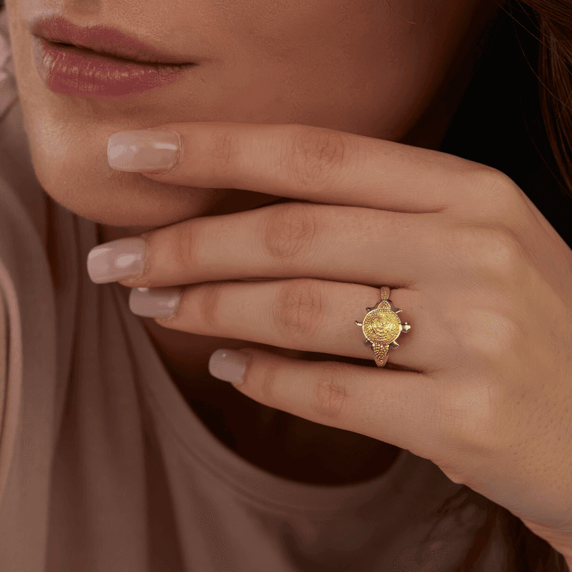 Classic Gold-Plated Engraved Ring