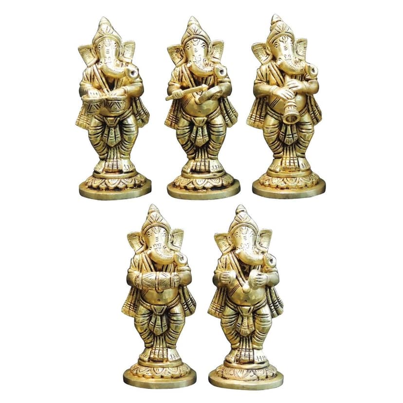 Brass Showpiece Musical Ganesh 5 Pcs Set God Idol Statue (BSMAS1649 D) view 2