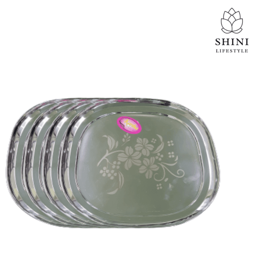 SHINI LIFESTYLE Plates for dining, floral design, Laser design,13 inch Dinner Plate (Pack of 4)