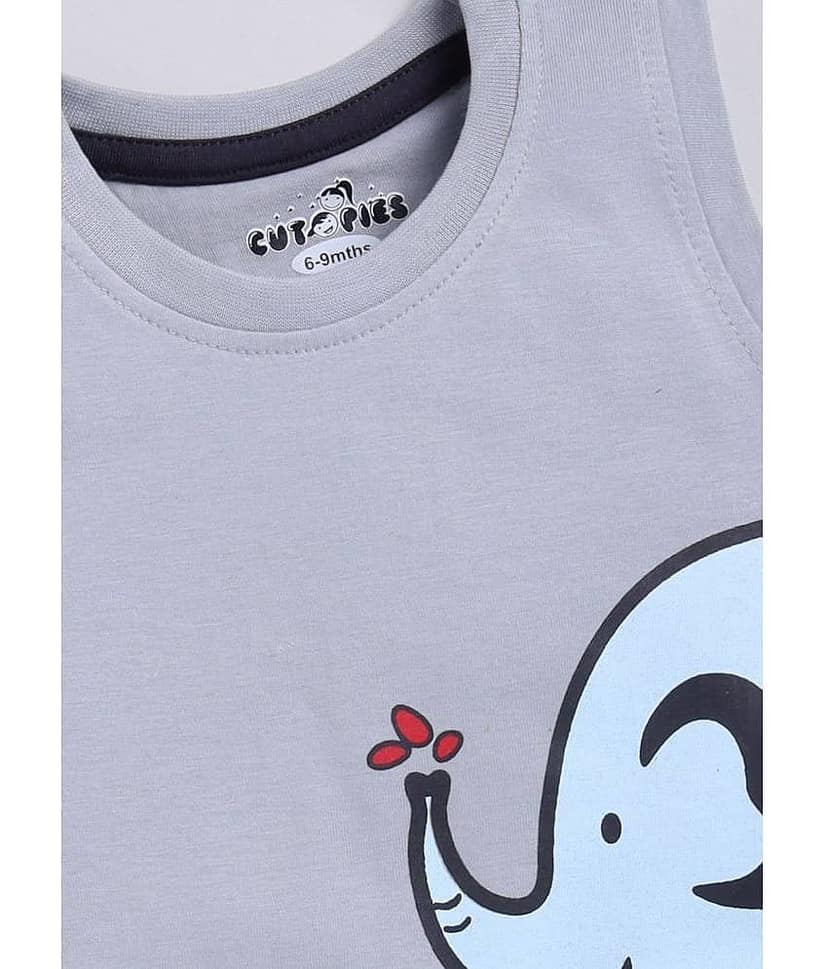 CUTOPIES Pack of 1 Unisex for Baby Cotton Blend T-Shirt & Shorts ( Green ) view 2