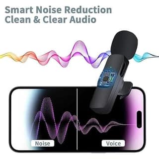 K8 Wireless Microphone for YouTube Vlogging Recording Online Classes Lavalier Microphone with Noise Cancellation Mic Supports Type-C