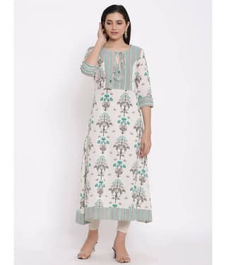 SAART BUNAAI - Multicolor Cotton Women's Asymmetrical Kurti ( Pack of 1 )