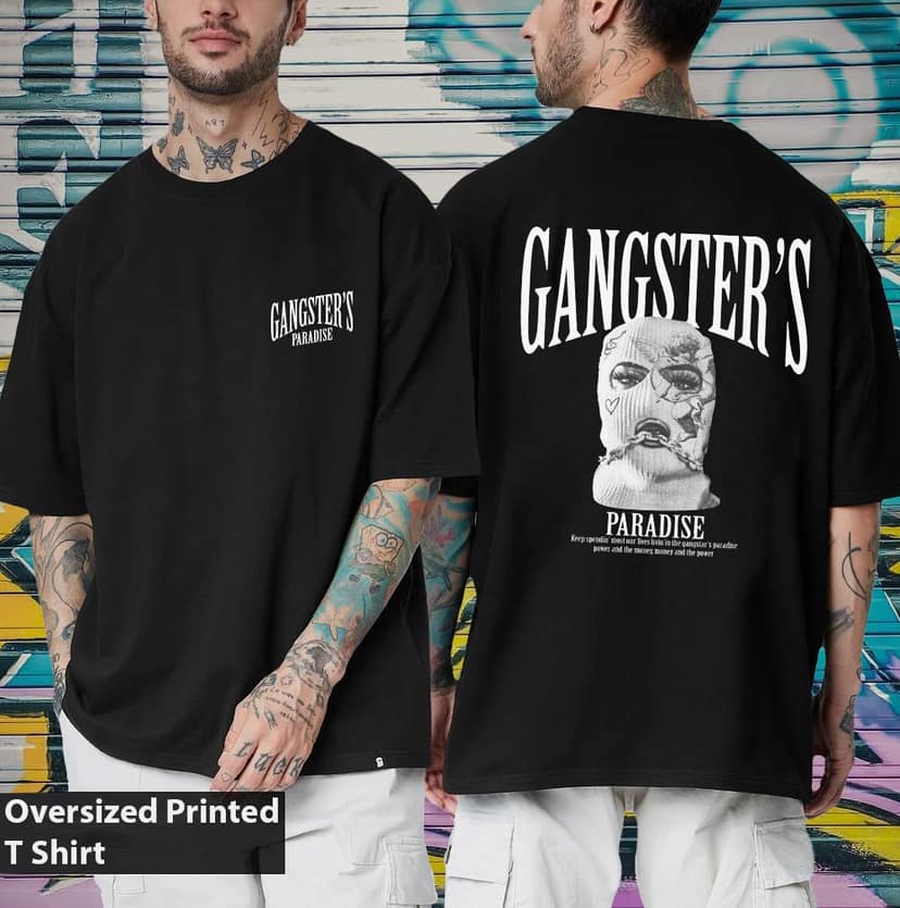 SCOTT FINCHER Men's Premium Cotton Short Sleeve T-Shirt with GANGSTER Design : AA(ARN)BLACK_140 view 3