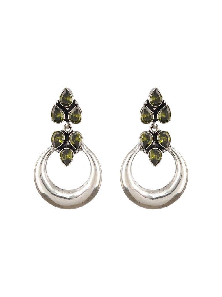 Silver Plated Peridot Green Crystal Handcrafted Modern Chandelier Designer Earring view 3