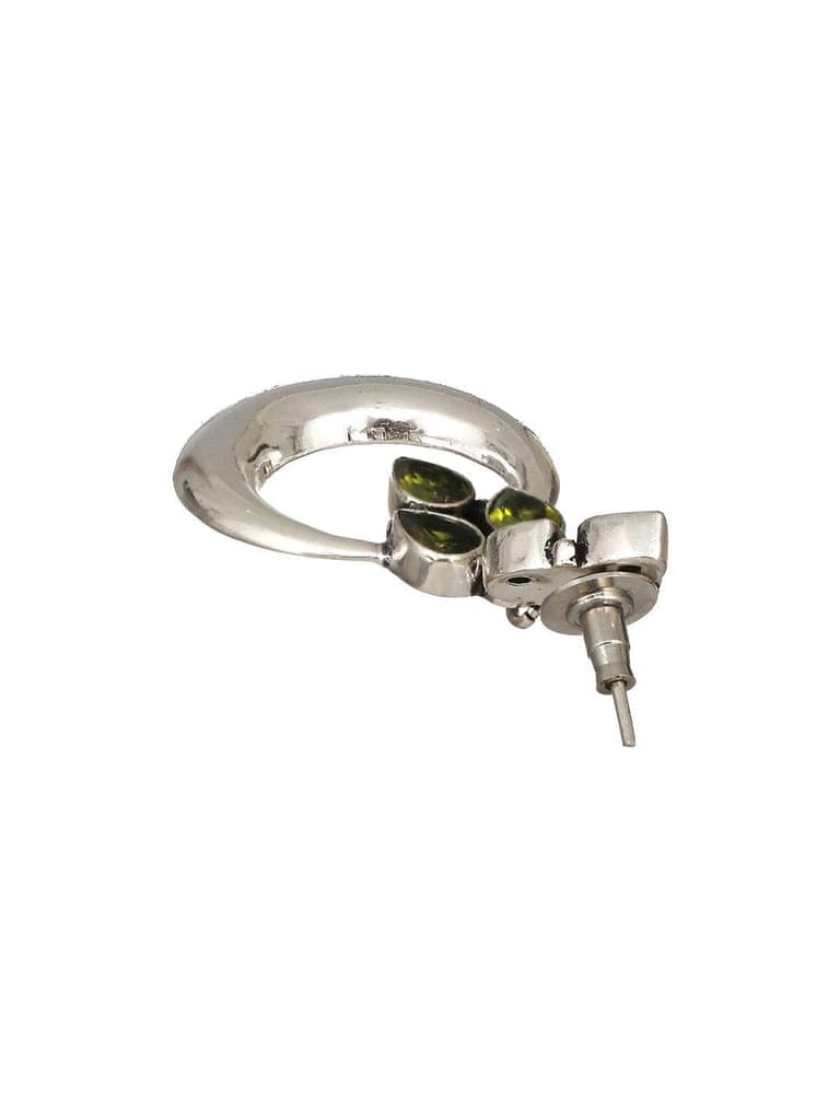 Silver Plated Peridot Green Crystal Handcrafted Modern Chandelier Designer Earring view 5