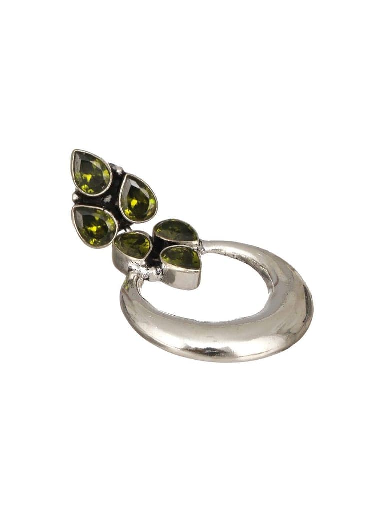 Silver Plated Peridot Green Crystal Handcrafted Modern Chandelier Designer Earring view 6