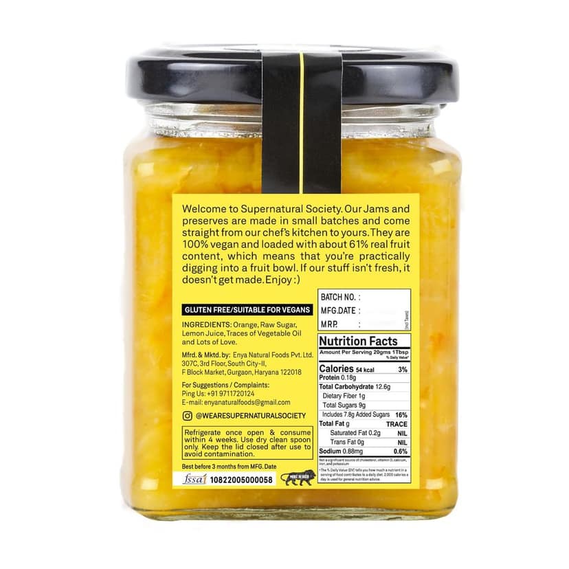 Supernatural Society - Orange Marmalade -280g | Real Fruit Extracts Jam In Glass Bottle Jar | All Natural, No Added preservatives | No Artifical Color Added view 4