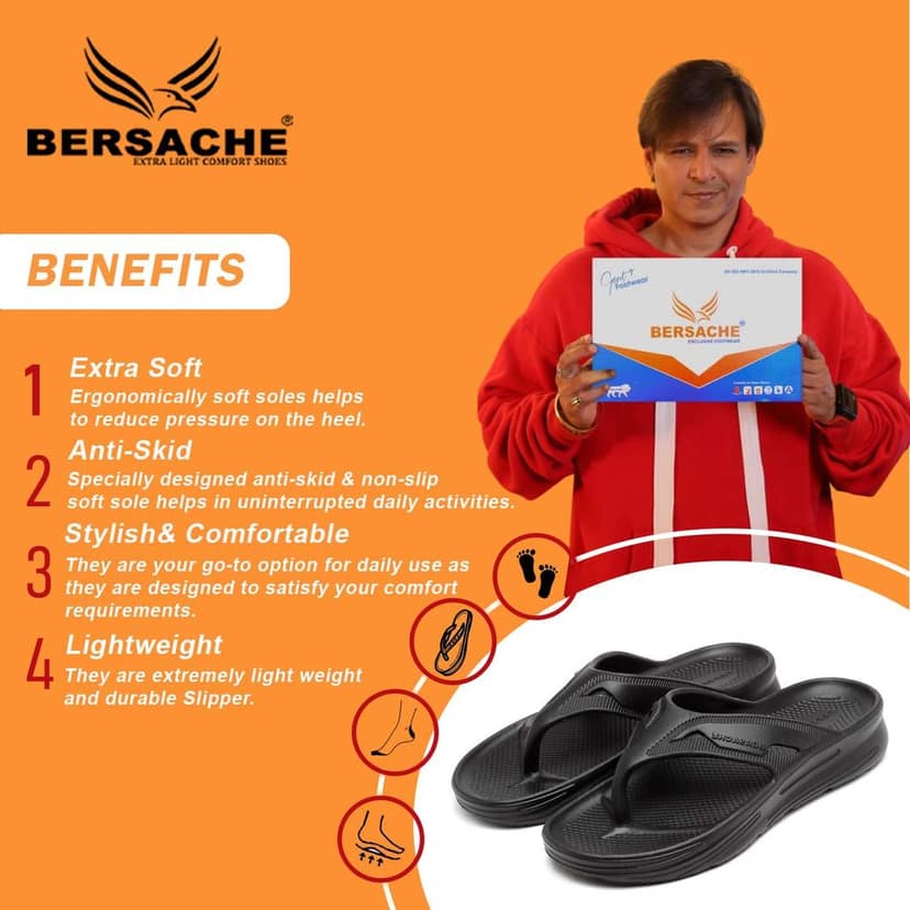 Bersache Extra Soft Classic Casual with Back Strap Regular wear with Ultra Soft & Flexibility Technology Slipper for Men's view 2