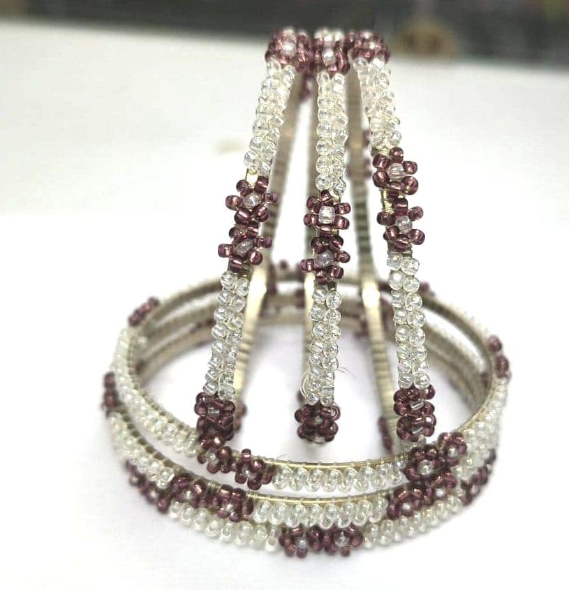 Brown Flower Beaded Bangles view 4