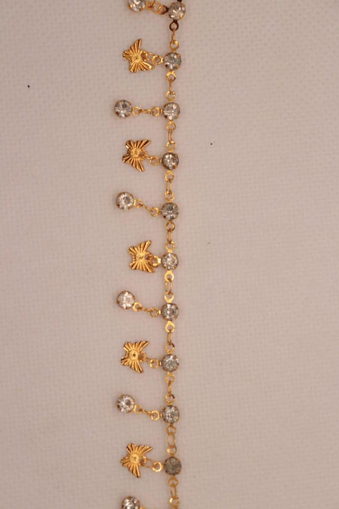 Gold Butterfly Charm Bracelet with Rhinestones view 3