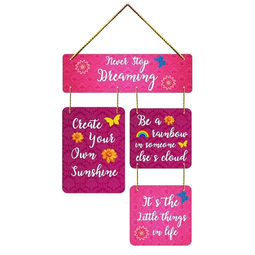 Charmor never Stop Dreaming Decorative Wooden Wall Hanger for Living Room | Bedroom | Home Decor | Office | Gifts (WH2909)