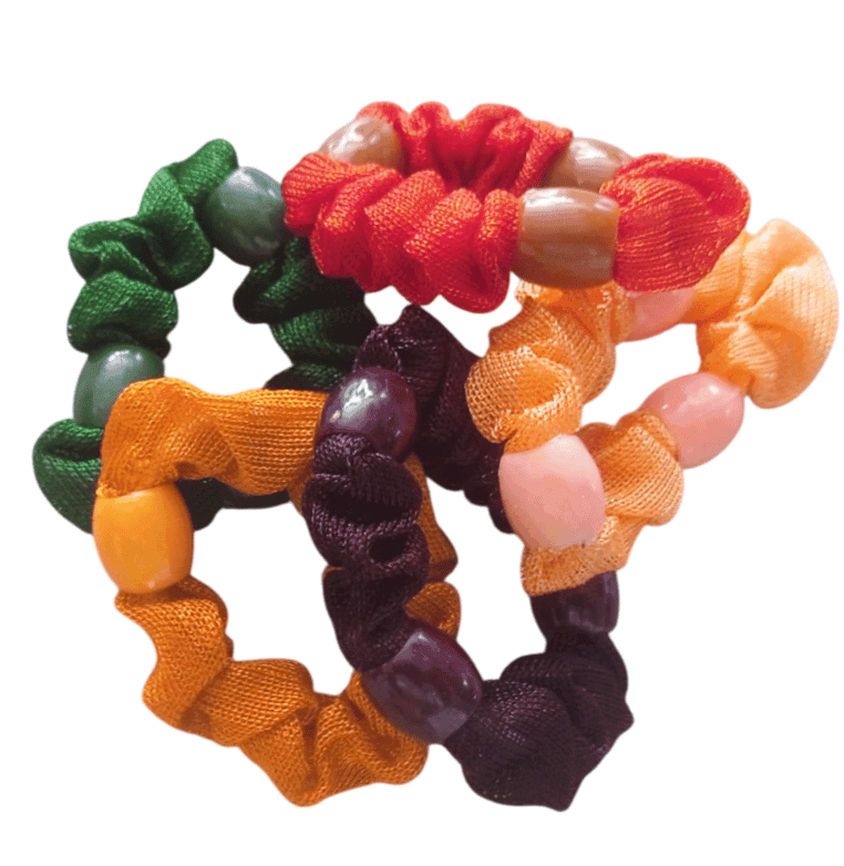 Colorful Beaded Hair Ties - Set of 5 view 3