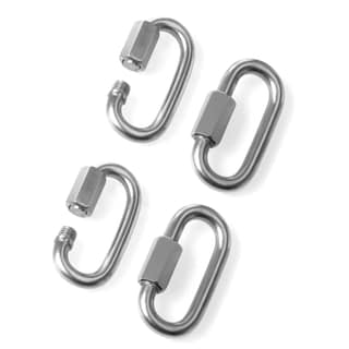 REZNOR Heavy Duty Oval Shape Stainless Steel Screw Link Snap Hook Carabiner/Hook Swing Connector Multipurpose, SnapHook for Weight-Lifting Mountain Swinging Climbing Gym Silver