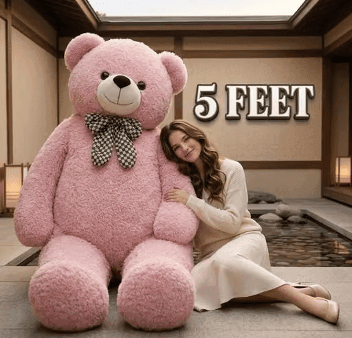 5 Feet Giant Pink Teddy Bear Soft Plush Toy view 2