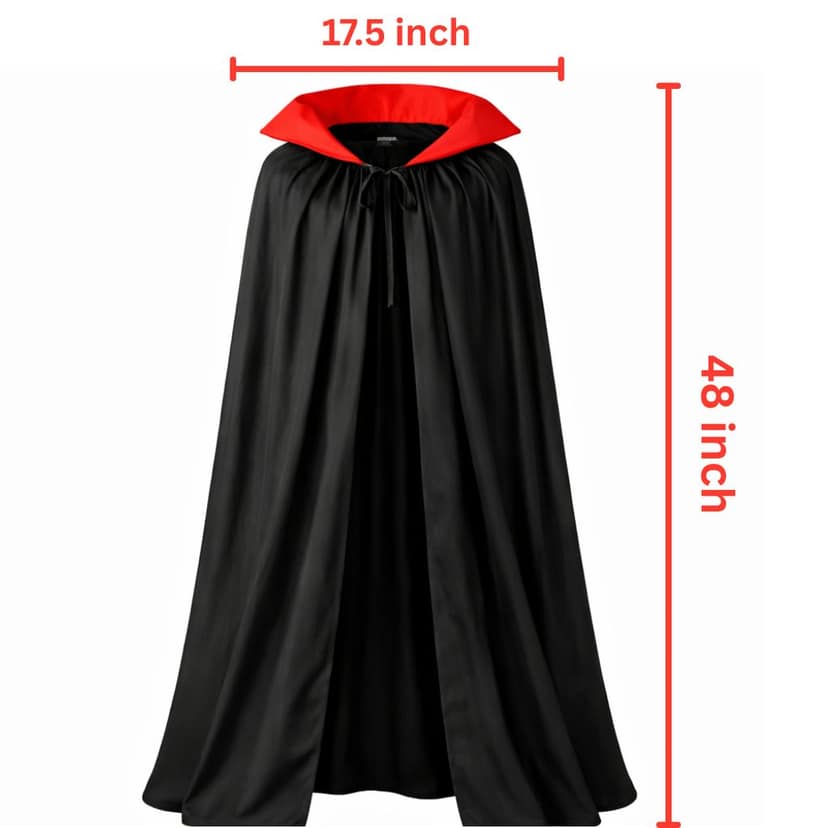 Halloween Red & Black Reversible Cape for Adults - 1PC view 4