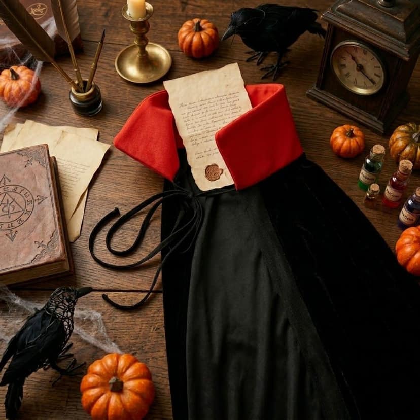Halloween Red & Black Reversible Cape for Adults - 1PC view 5