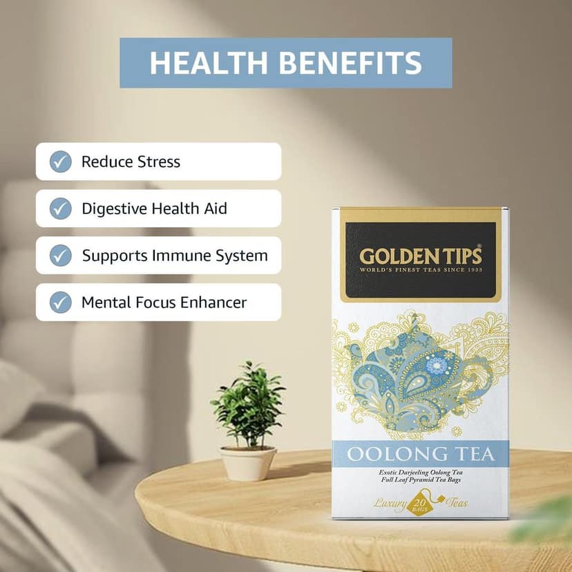 Golden Tips Full Leaf Pyramid Oolong Tea (20 Bags, 40 Gram) view 3