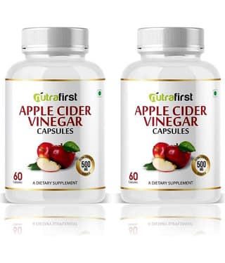 NutraFirst Apple Cider Vinegar Capsules, for weight management, enriched with Apple cider vinegar Extract, Vegeterian Capsule, 1B (2 x 120 Capsules)