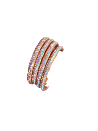 Gold & White Metal Bangles Set of 4 with Stone Design