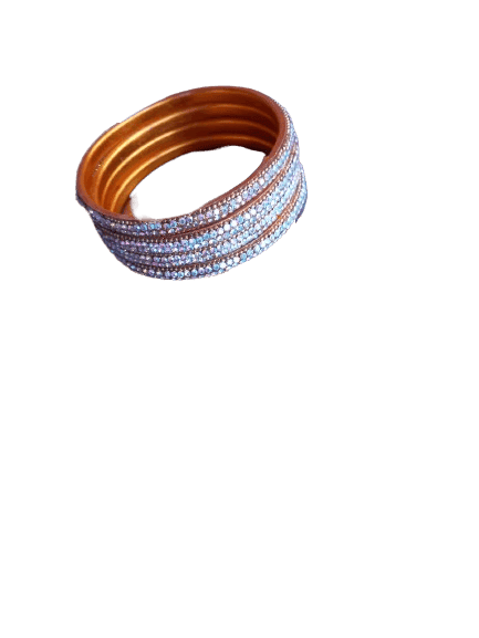 Gold & White Metal Bangles Set of 4 with Stone Design view 3