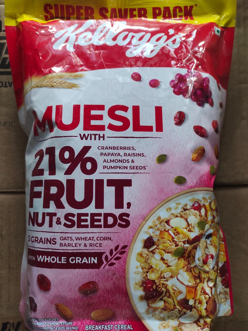 Kelloggs Muesli With 21% Fruit Nut & Seeds 5 Grains,500 G