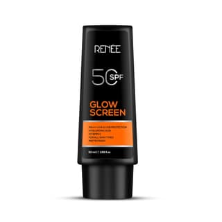 RENEE Glowscreen Spf 50 Sunscreen Cream-50Ml, Pa++++ Uva & Uvb Protection, Hyaluronic Acid & Vitamin C|Non-Greasy Matte Formula, No White Cast|For All, Normal, Oily, Dry, Sensitive Skin Types RENEE Glowscreen Spf 50 Sunscreen Cream-50Ml, Pa++++ Uva & Uvb