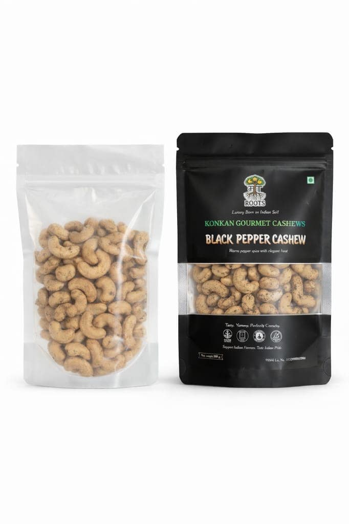 Maa Roots Black Pepper Cashews 200g | Pepper Flavoured Konkan Cashews | Premium Whole Kaju | Bold, Warm & Aromatic Snack view 4
