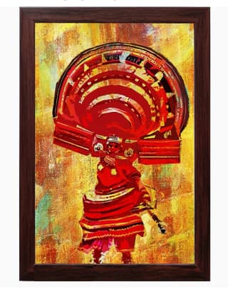 Bramika Artifacts Laminated Framed Theyyam Art Print for Home and Office