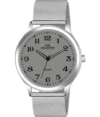 Fire Collection Silver Stainless Steel Analog Men's Watch