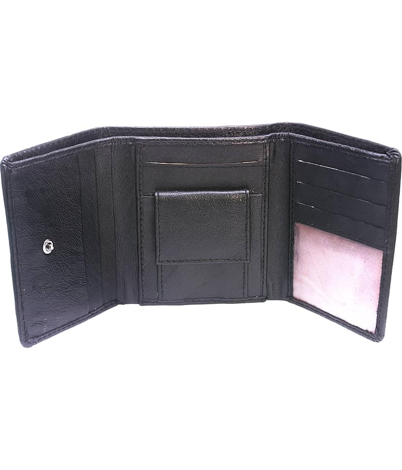 JMALL - Black Faux Leather Men's Three Fold Wallet ( Pack of 1 ) view 2