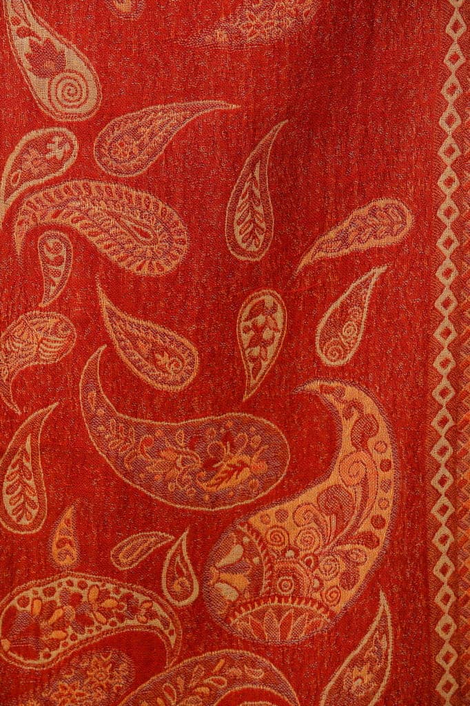 Tandori-Spice Reversible Jamawar Scarf from Amritsar with Woven Paisleys view 4