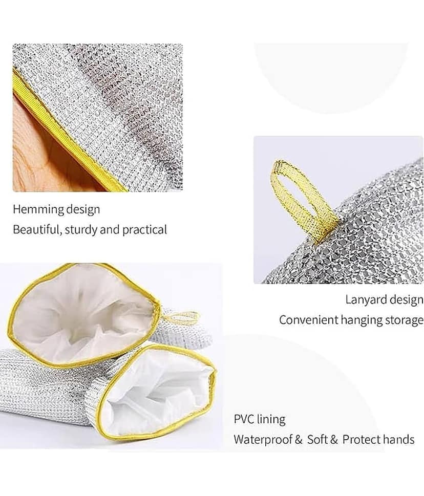 Steel Wire Dishwashing Cleaning Gloves – Reusable Kitchen Scrubber Gloves for Utensil Cleaning (PACK OF 2) view 6