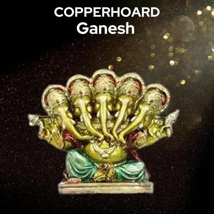 COPPERHOARD Panchmukhi Ganesh Blessing Ganesha Statue Murti for Home Temple Decor view 2