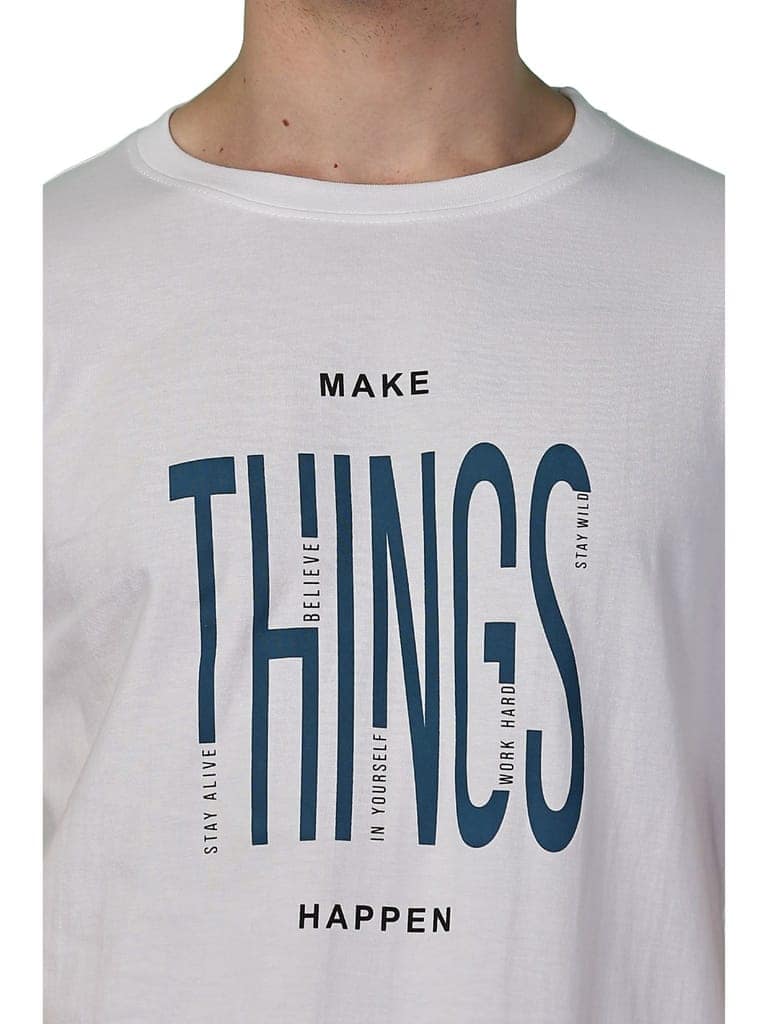 Cotton White Graphics T-Shirt view 7