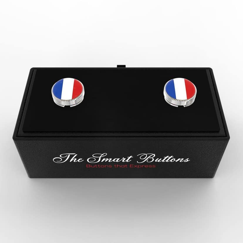 The Smart Buttons - Shirt Button Cover Cufflinks for Men - France Flag Style view 3