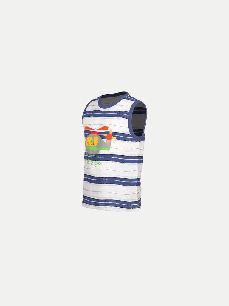 Teen Boys Off white / Blue Striper Tanktop view 2