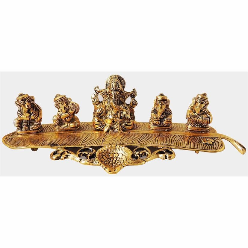 Aluminium Showpiece Musical Ganesh With Deepak Statue (ASMAS333 G) view 2