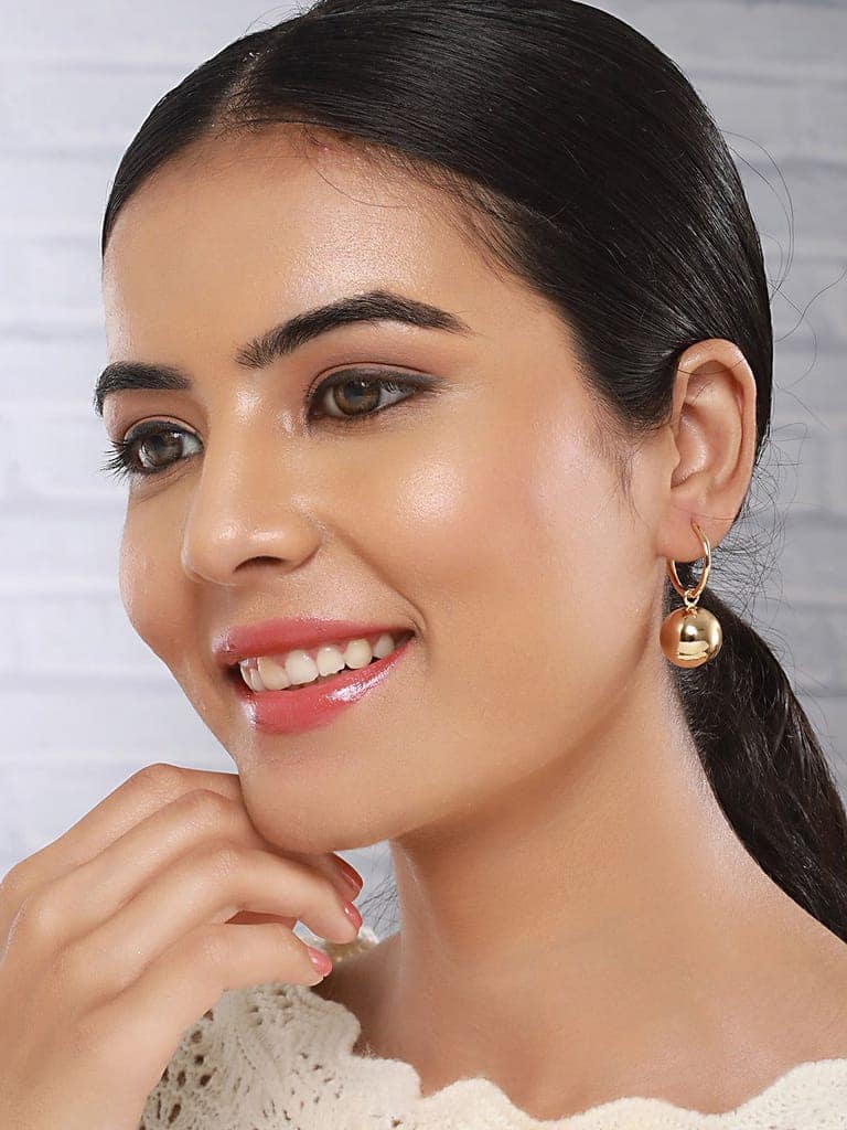 Anti-Tarnish Gold Plated water Drop Shaped Luxe Drop Earrings view 3