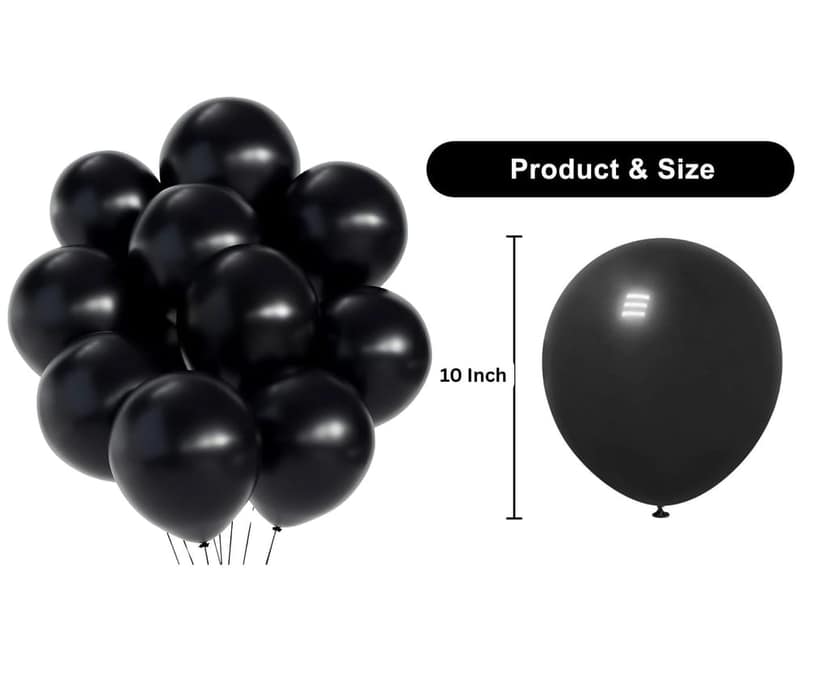 WEKTU Premium Party Balloons - Round Shape, Large (50 Pcs), Black view 2