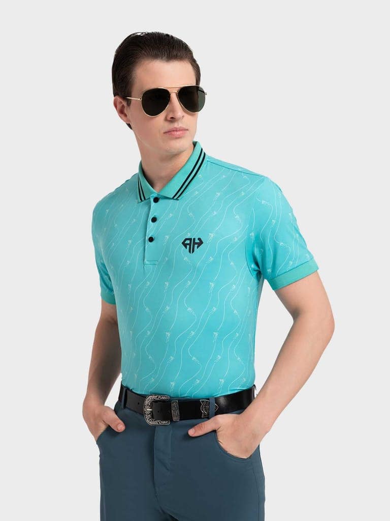 Turquoise Skiing Bolt AH Polo view 4
