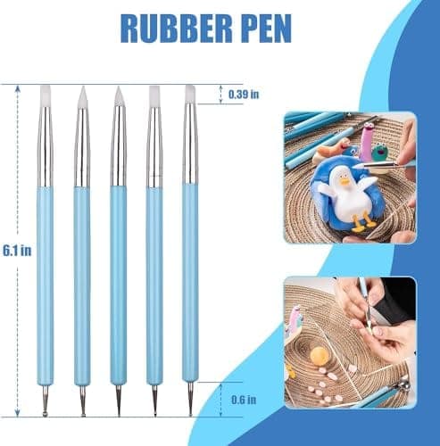Levin Dotting Tools, Silicone Clay Sculpting Tool, Ceramic Clay Ball Stylus Dot Painting Tools, Pottery Embossing Tool for Rock, Nail, Blending, Drawing, Modeling view 3